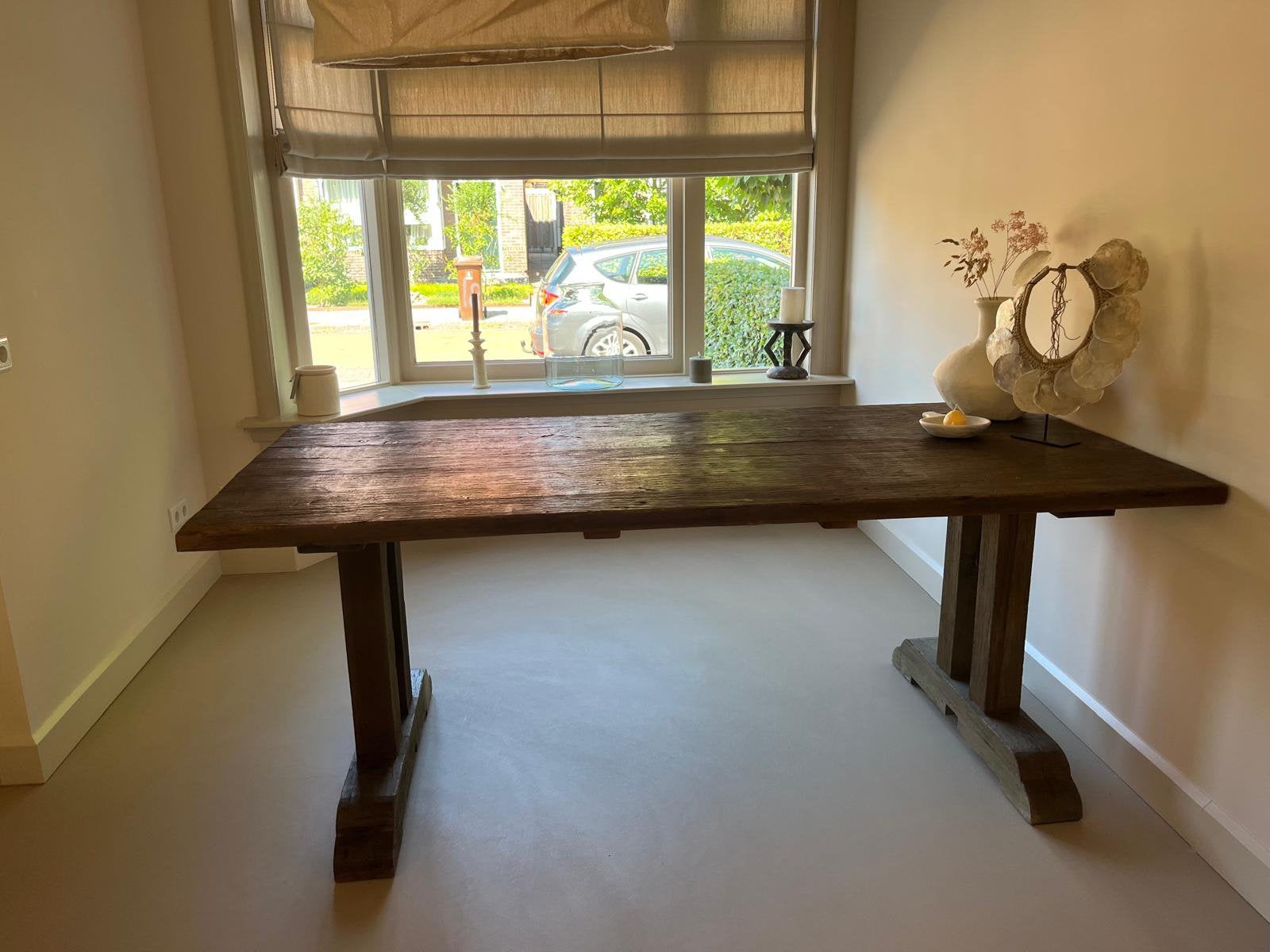 Kloostertafel hoffz stijl -rustieke, robuuste tafel., Ophalen, Landelijk, kloostertafel, hoffz, 200 cm of meer, 50 tot 100 cm