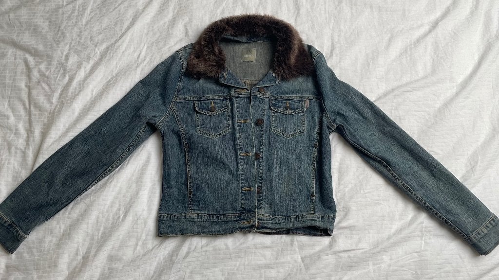 Esprit spijkerjas dames maat S met afneembaar kraagje, Blauw, Ophalen of Verzenden, Zo goed als nieuw, Maat 36 (S)
