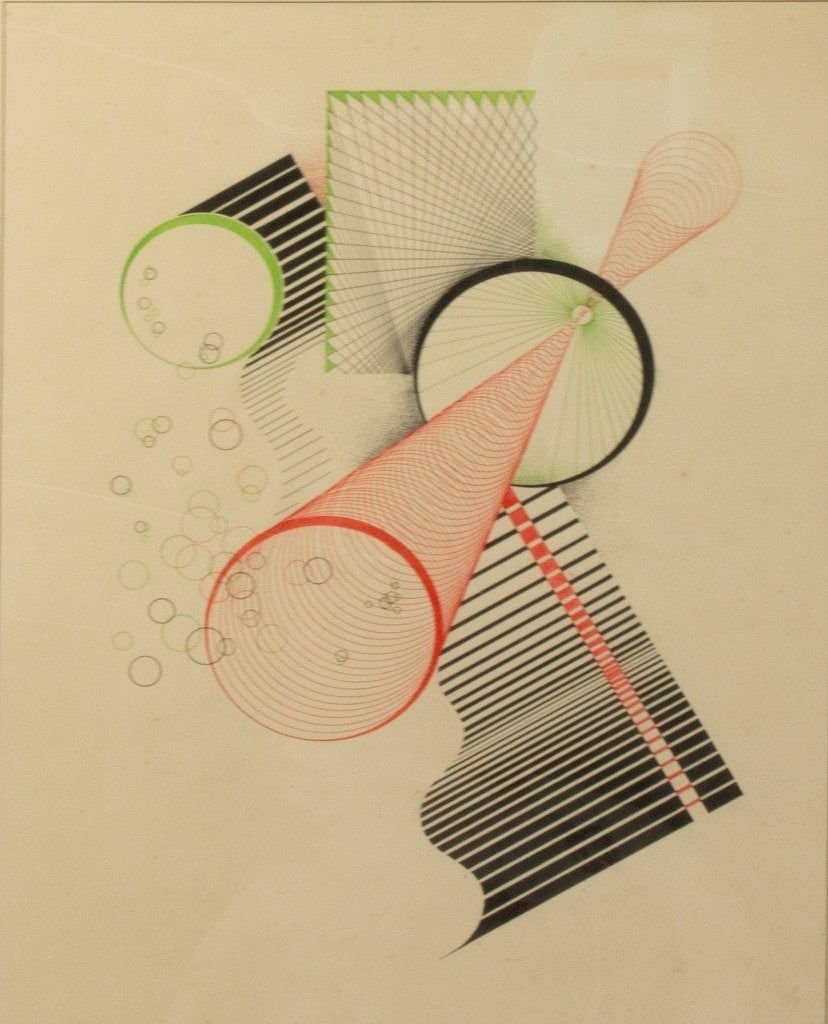 Henk Meeuwissen(1920)Inkt op papier"Abstracte Comp Fan "Ges, Antiek en Kunst, Ophalen of Verzenden