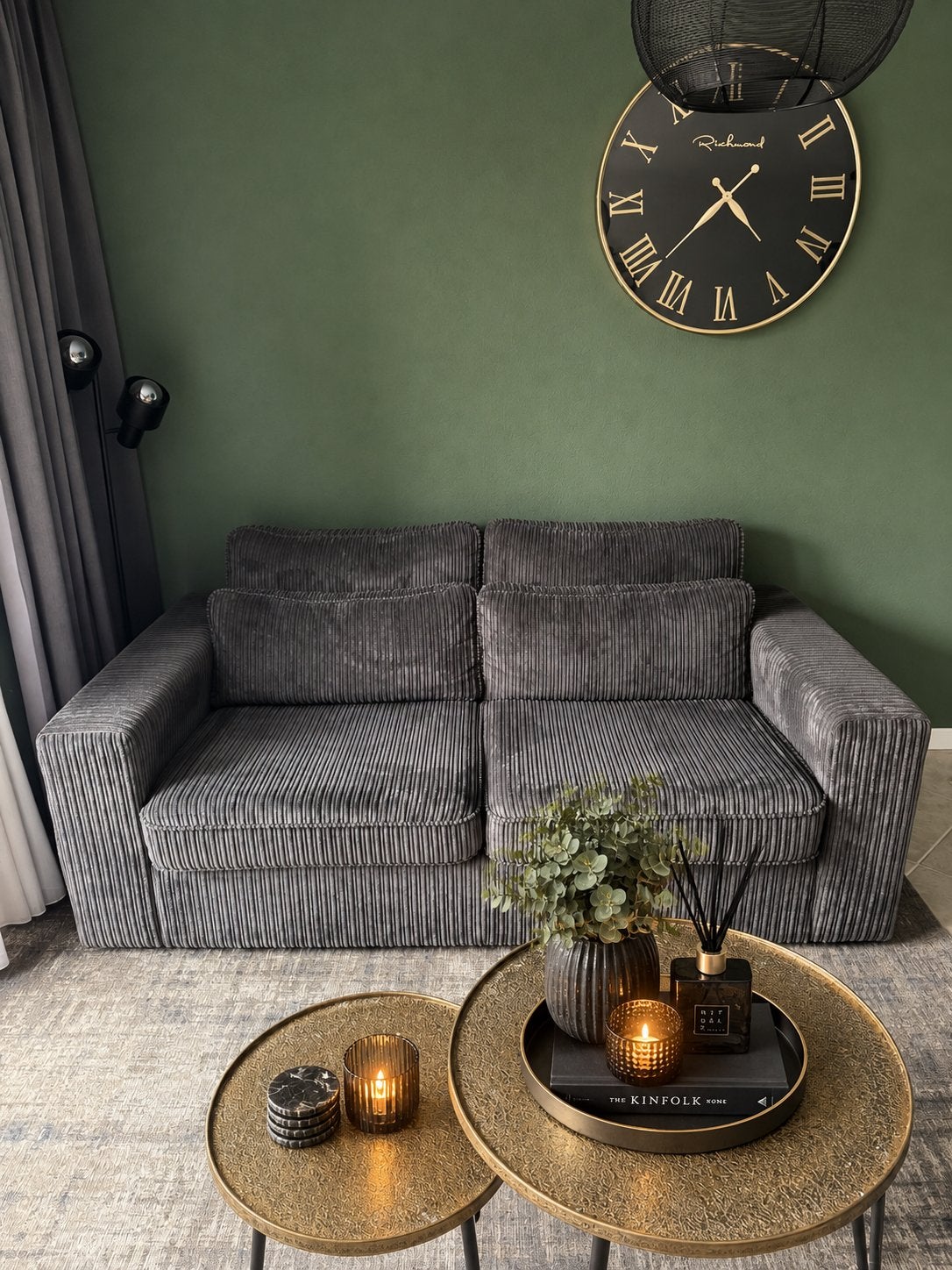Ribstof bank met hocker - perfecte staat, Huis en Inrichting, Ophalen, 100 tot 125 cm, 150 tot 200 cm, Driepersoons
