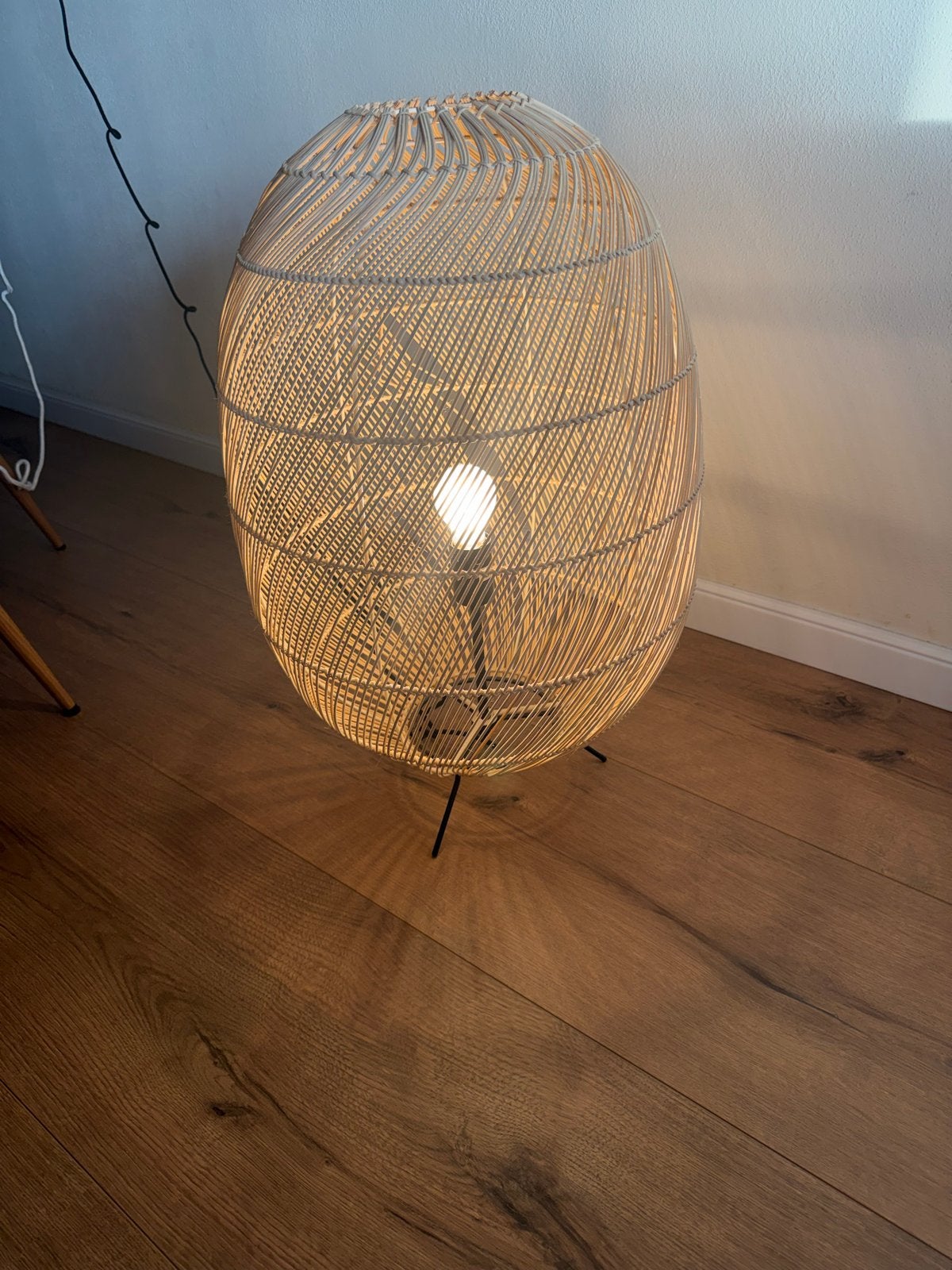 Rotan Vloerlamp - Sfeervolle Verlichting, Ophalen, Natuurlijk materiaal, E27 (groot), Zo goed als nieuw