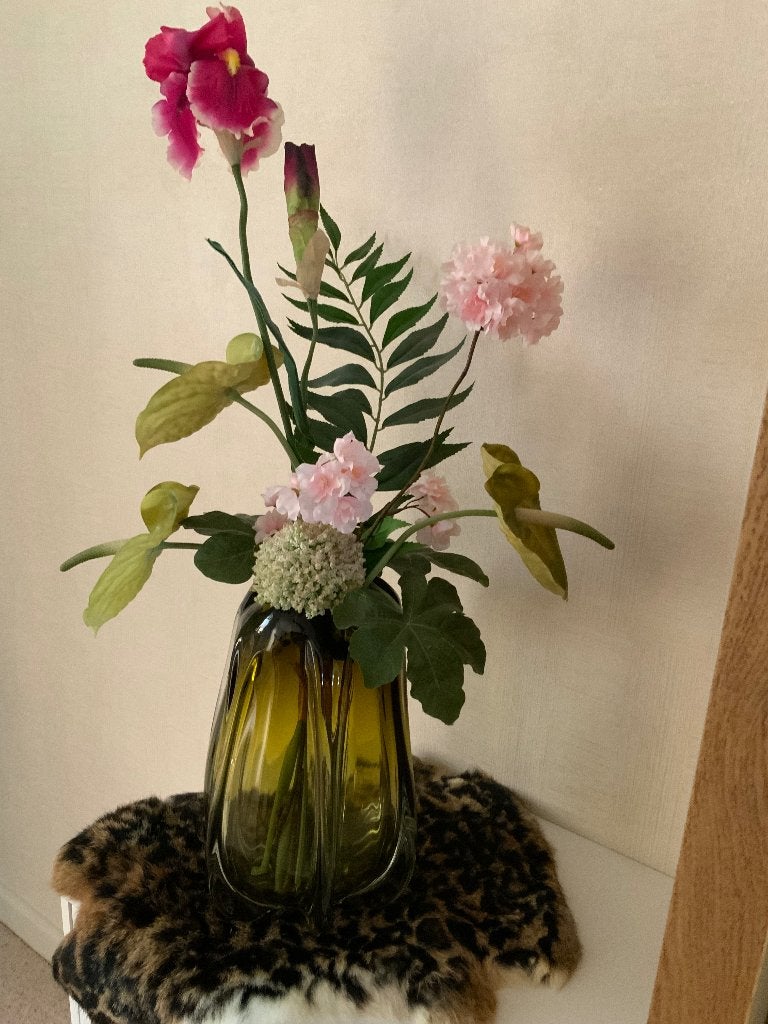 Vaas met bloemen, Huis en Inrichting, Ophalen, Zo goed als nieuw, Glas