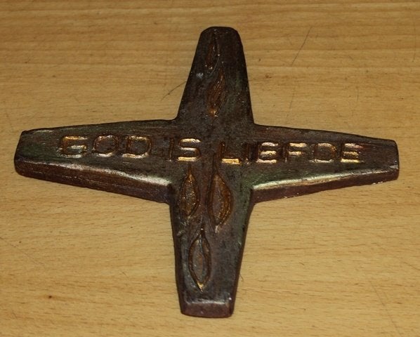 Kruis keramiek 14 x 14 cm 93650, Ophalen of Verzenden, Zo goed als nieuw, Beeld(je), Christendom | Katholiek
