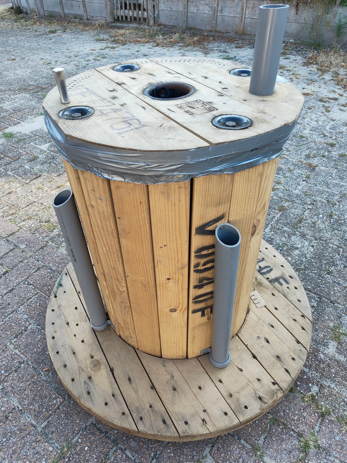 Zelfbouw kabelroller op wielen, Ophalen, Gebruikt