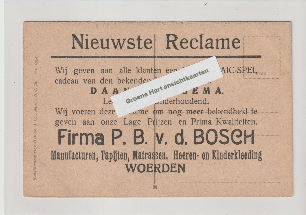 Woerden - Reclame firma kaart P.B. v.d. Bosch * 262626-01, Ophalen of Verzenden, Voor 1920, Ongelopen, Utrecht