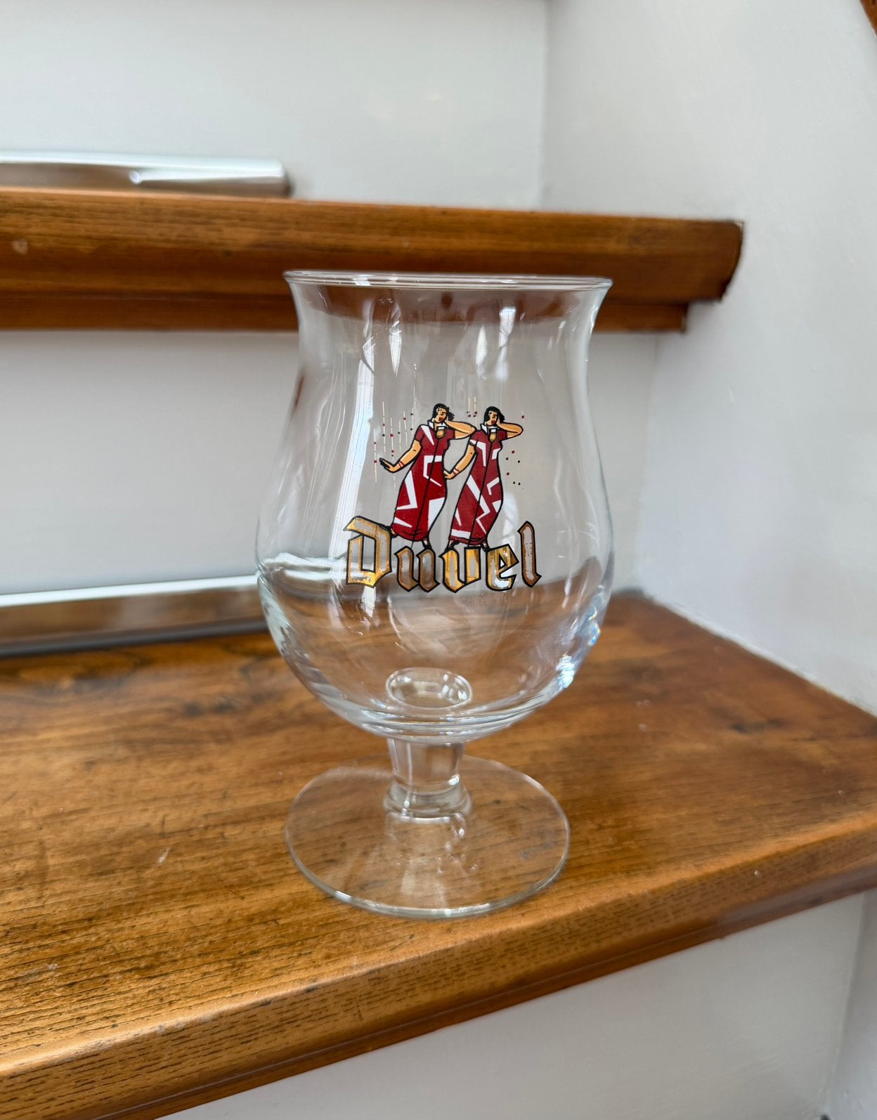 Duvel bierglas dansende dames 2004, Verzamelen, Biermerken, Ophalen of Verzenden, Zo goed als nieuw, Glas of Glazen, Duvel