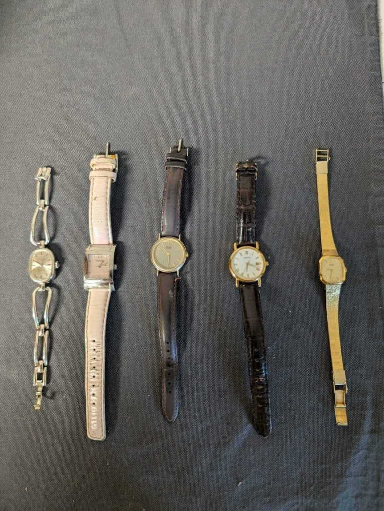 Vijf dameshorloges, vintage, Ophalen of Verzenden, Gebruikt, Staal, Overige merken