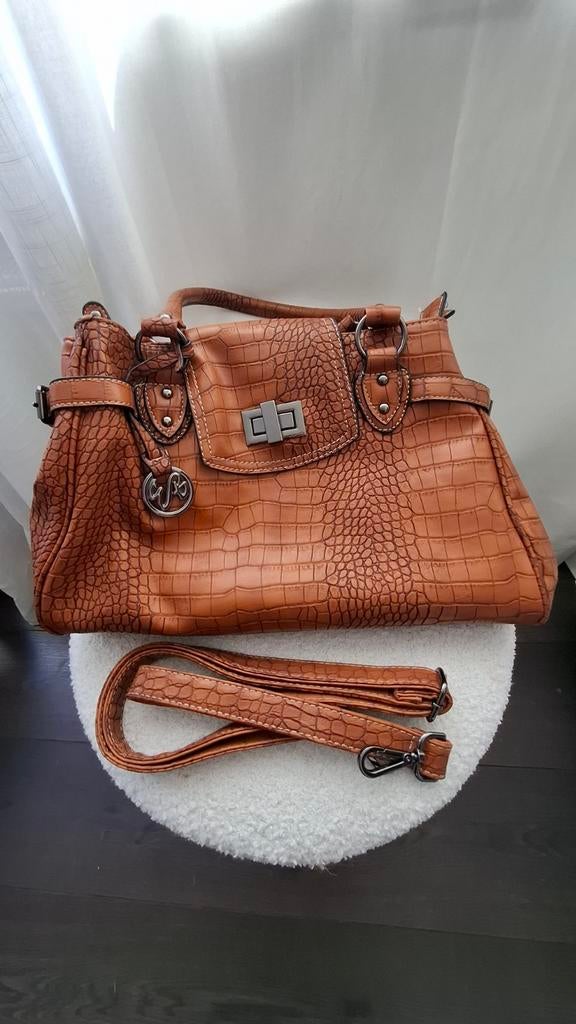Enrico Benett Handtas Cognac Croco Motief incl. Schouderband, Ophalen of Verzenden