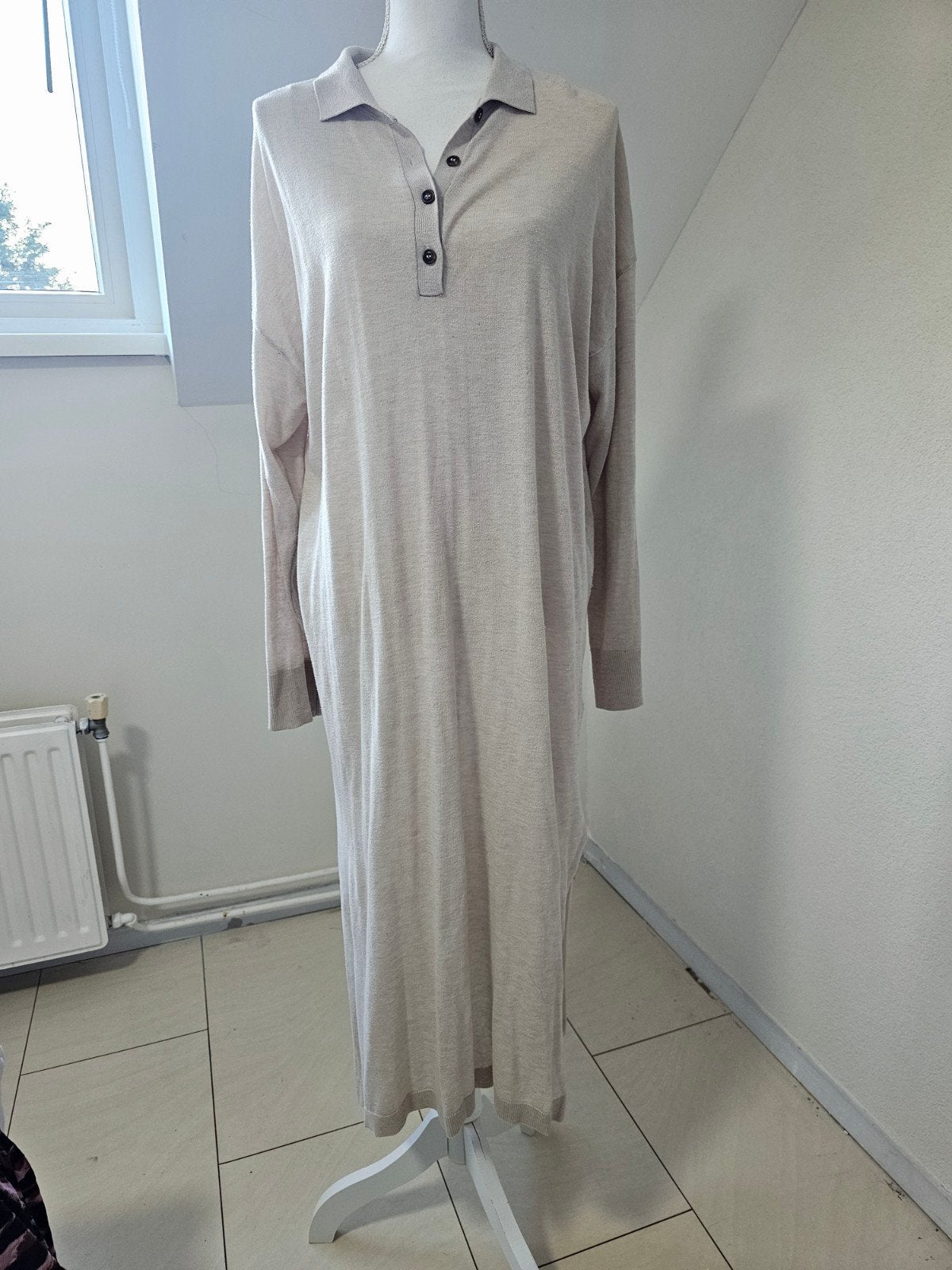 Zara gebreide jurk met kraag - Maat M, Maat 38/40 (M), Ophalen of Verzenden, Gedragen, Onder de knie