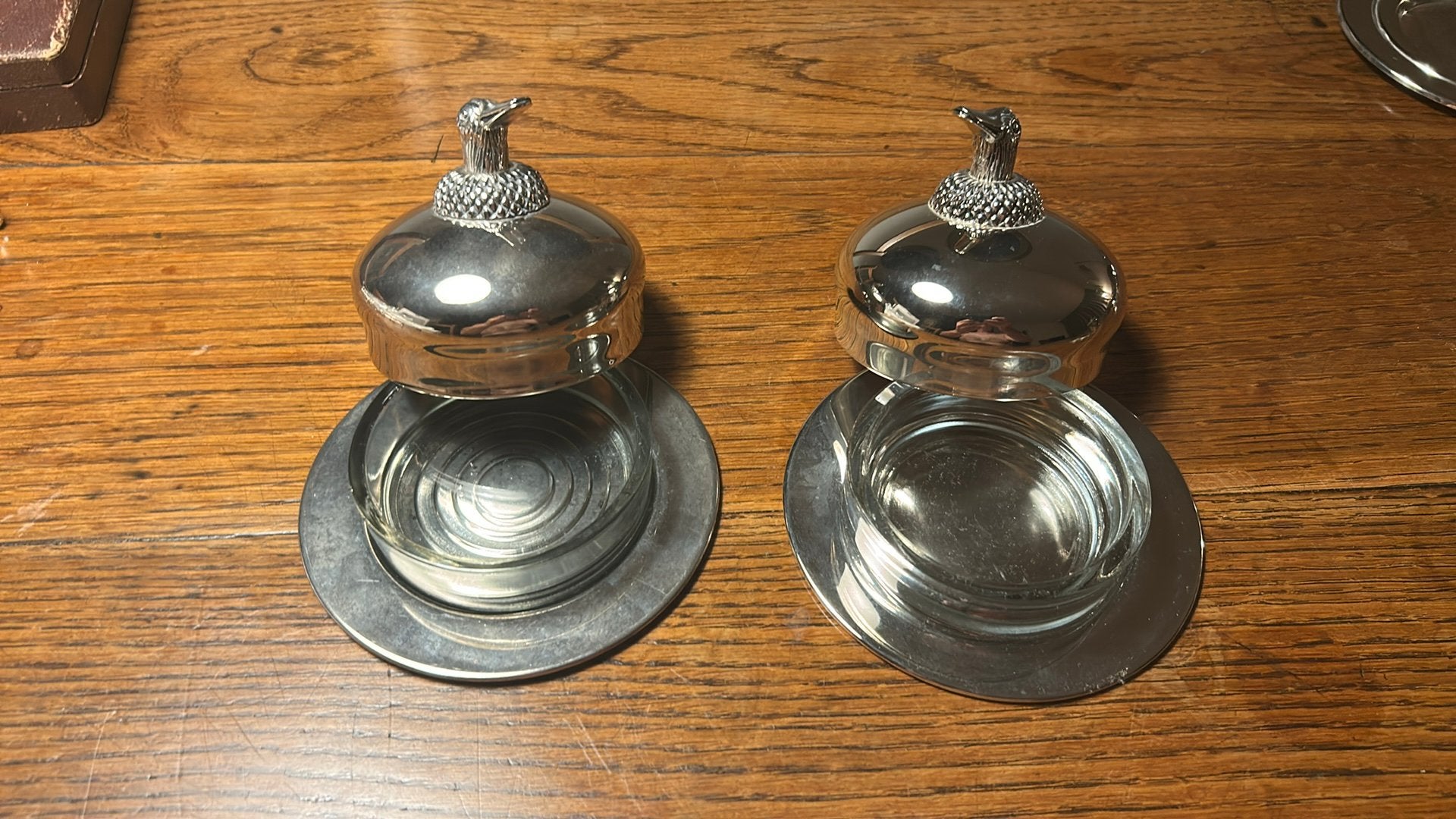 Twee verzilverde botervloten, Ophalen of Verzenden, Zilver