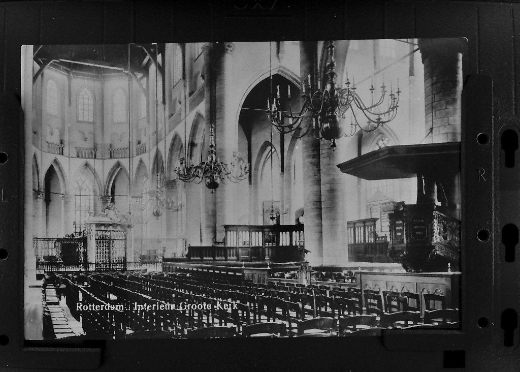Rotterdam: Interieur Groote kerk, Ophalen of Verzenden, 1920 tot 1940, Ongelopen, Zuid-Holland