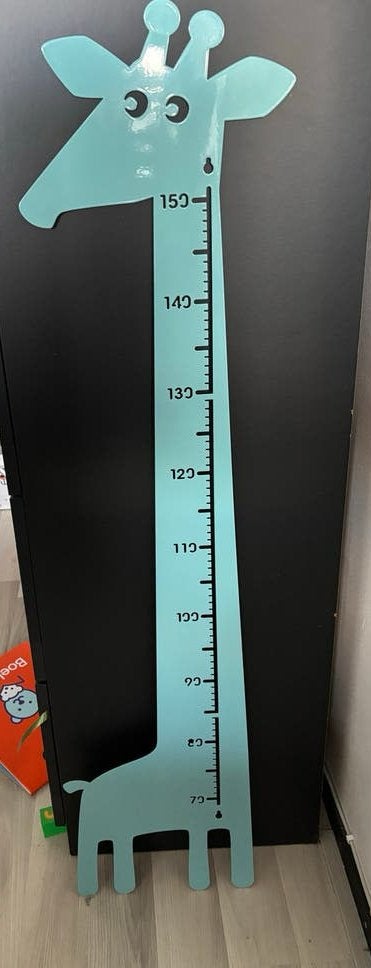 Leuke giraffe groeimeter voor de kinderkamer, Blauw, Ophalen, Zo goed als nieuw, Wanddecoratie