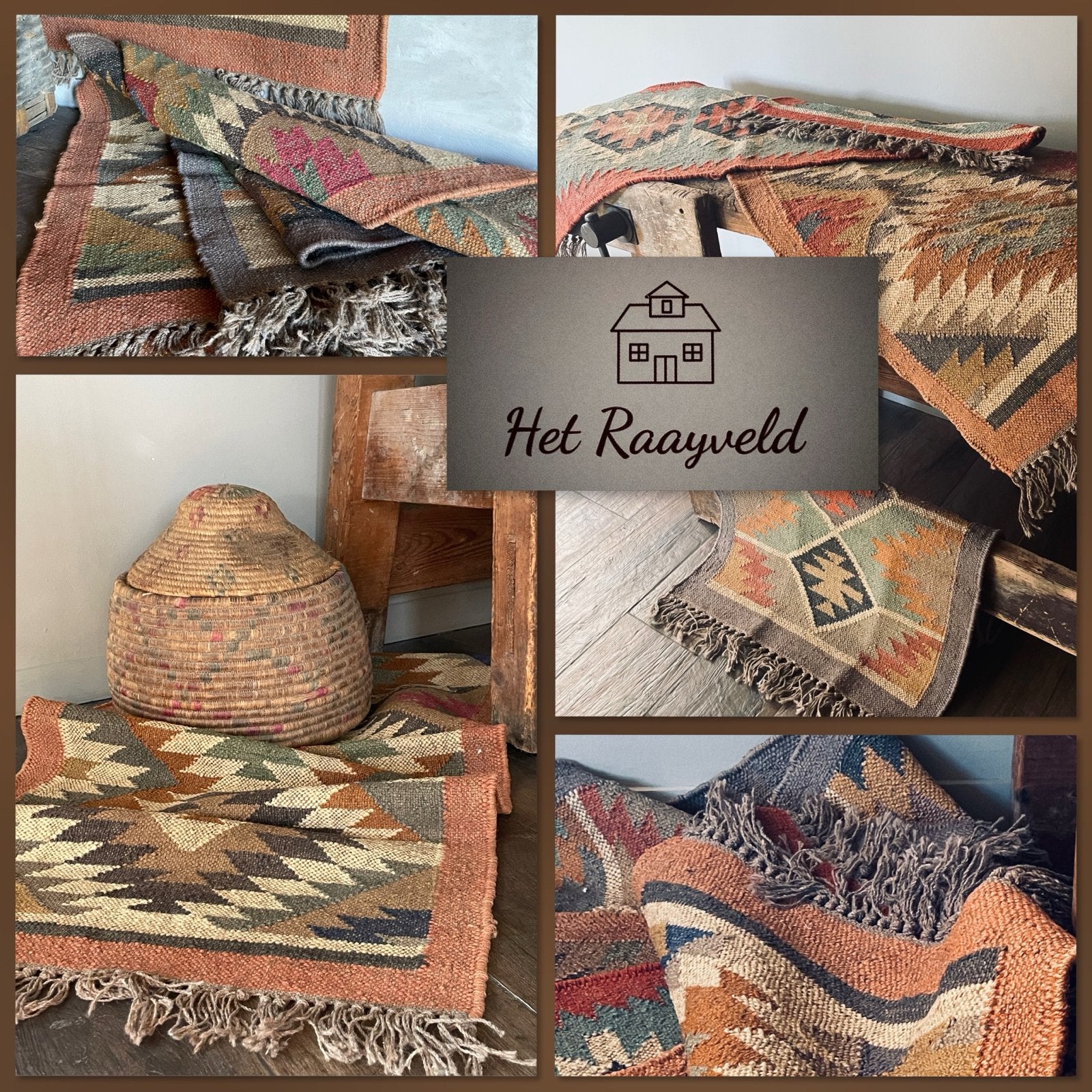 Vloerkleed -KELIM-, 100 tot 150 cm, Beige, Nieuw, Landelijk