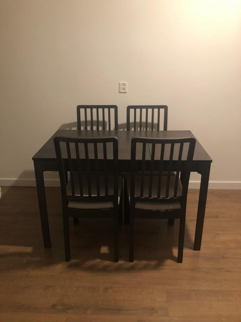 IKEA EKEDALEN eettafel met 4 stoelen, donkerbruin, Huis en Inrichting, Tafels | Eettafels, Ophalen, Gebruikt, 100 tot 150 cm, 50 tot 100 cm