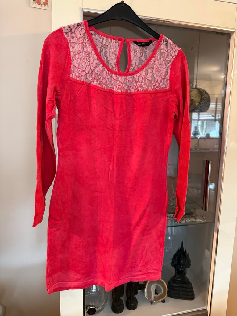 Mango top met lange mouwen en kant maat S, Ophalen of Verzenden, Lange mouw, Roze, Maat 36 (S)