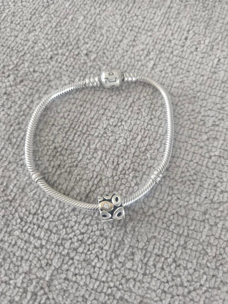 Pandora zilveren armband met unieke Zephyr charm (790431CZ), Gebruikt, Zilver, Zilver, Met bedels of kralen