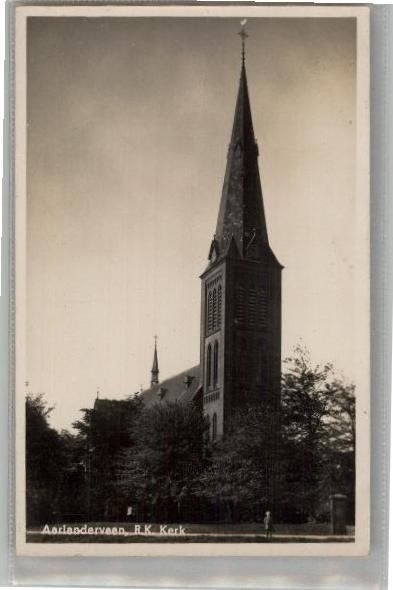 Aarlanderveen R.K. Kerk fotokaart   J E A  st 1943, Ophalen of Verzenden, 1940 tot 1960, Gelopen, Zuid-Holland