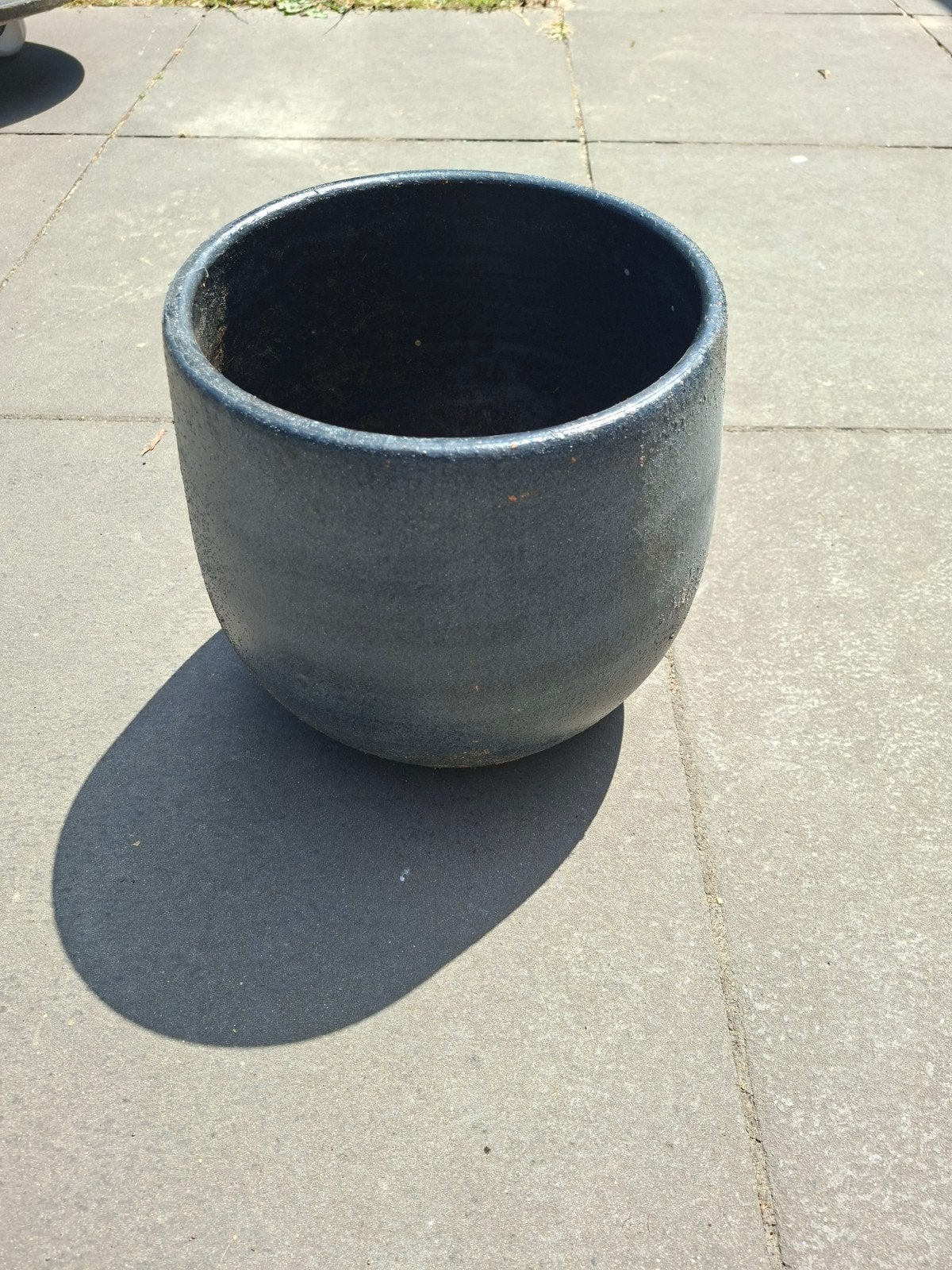 Antraciet bloempot, Ø24cm, H25cm, Gebruikt, Ophalen of Verzenden, Aardewerk, Binnen