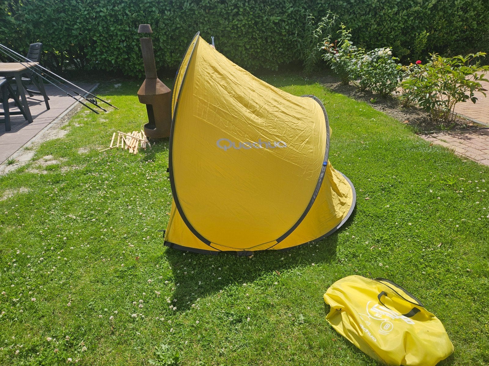 Quechua 2 Seconds tent - Geel, 2 persoons, Ophalen of Verzenden, Gebruikt, Tot en met 2