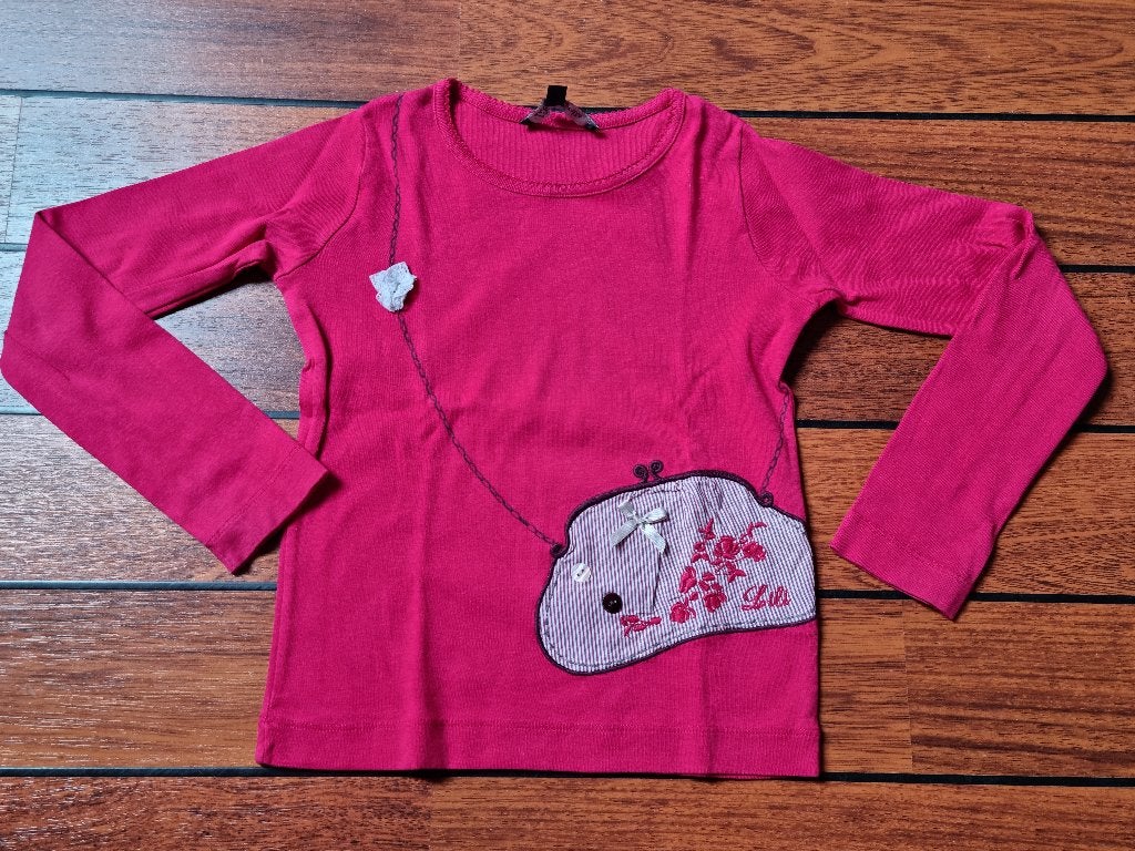 LILI GAUFRETTE Shirt maat 128 ** LEUKE DETAILS **, Gebruikt, Meisje, Lili Gaufrette, Ophalen of Verzenden