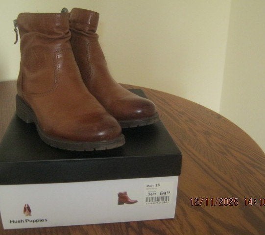 Leren laarzen enkellang bruin Hush Puppies mt 38, Bruin, Lage of Enkellaarzen, Nieuw, Ophalen of Verzenden