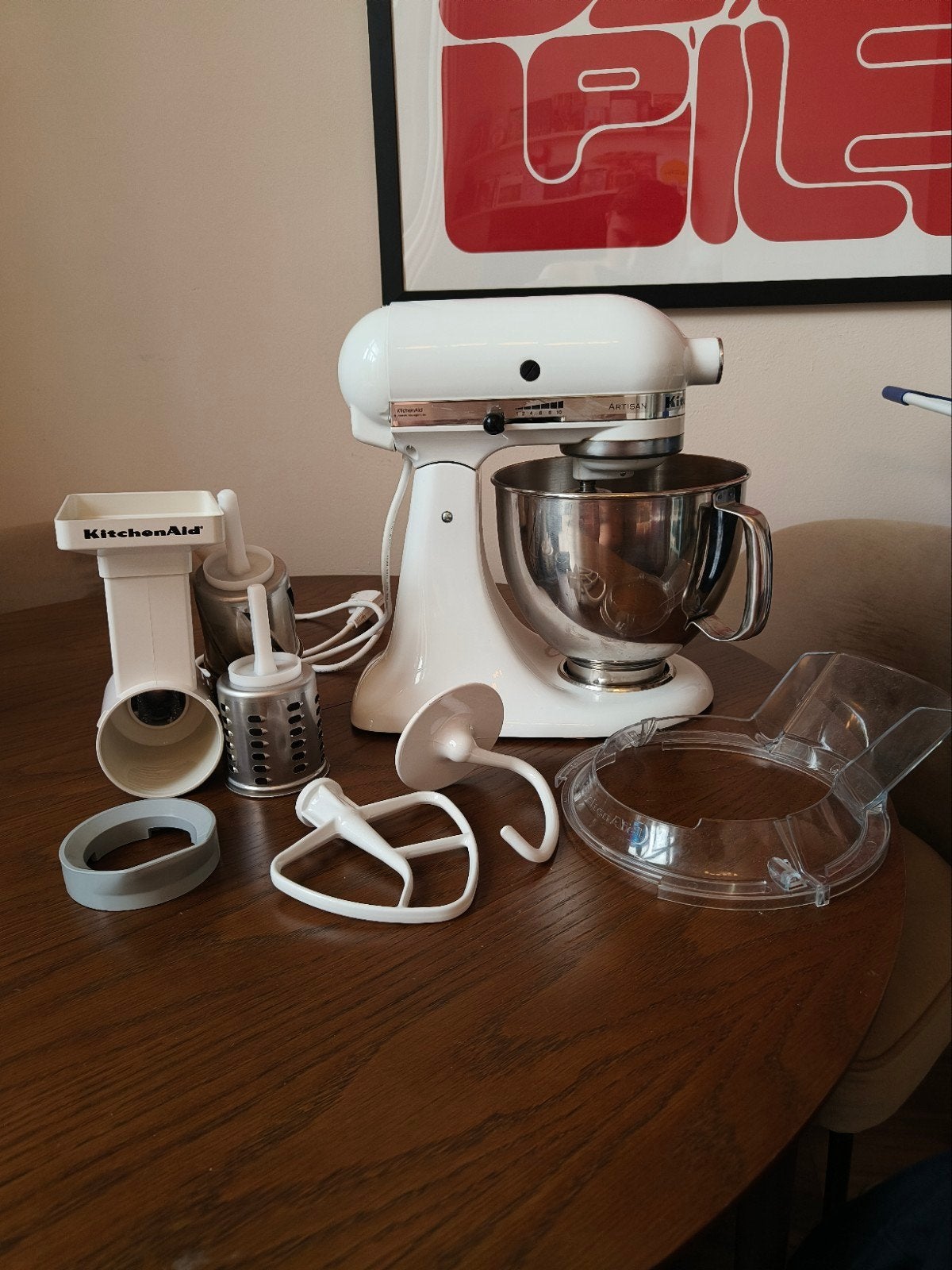 Kitchenaid Artisan Wit - met Opzetstukken, 4 liter of meer, Ophalen, 3 snelheden of meer