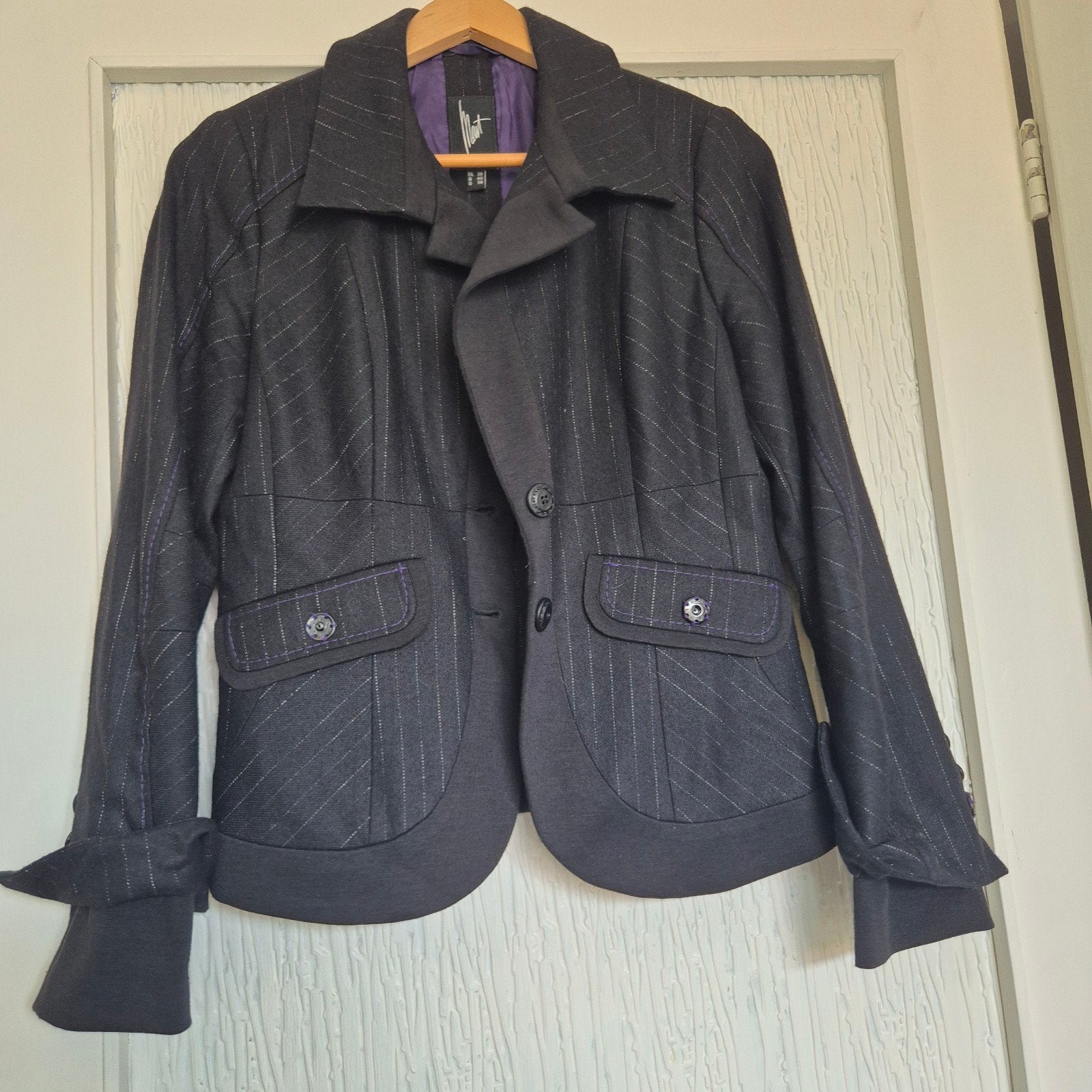 Prachtige Mart Visser Blazer (Maat 38) - Krijtstreep & Paars, Kleding | Dames, Jasjes, Kostuums en Pakken, Maat 38/40 (M), Mart Visser