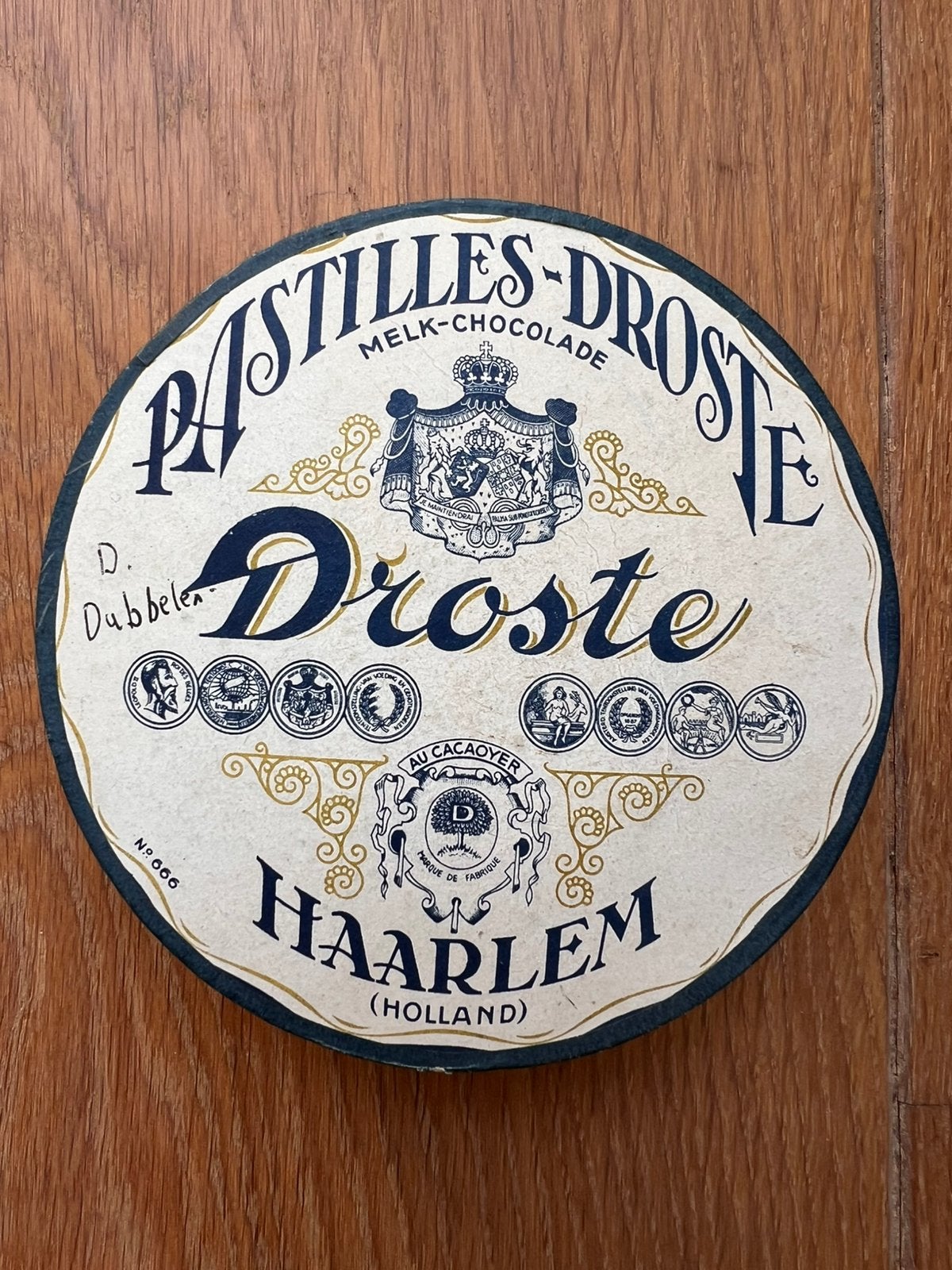 Ronde blik (karton) Droste Haarlem, Verzamelen, Blikken, Ophalen of Verzenden, Gebruikt, Overige, Droste