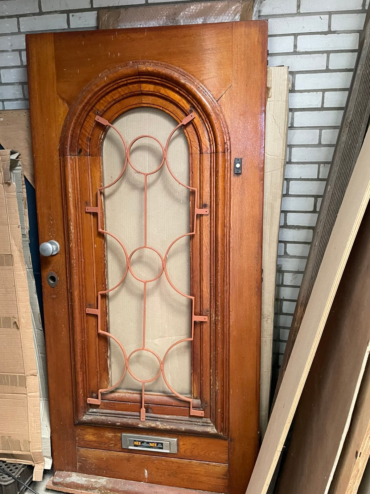 Buitendeur voordeur authentiek hout, Ophalen, Gebruikt, 200 tot 215 cm, Glas