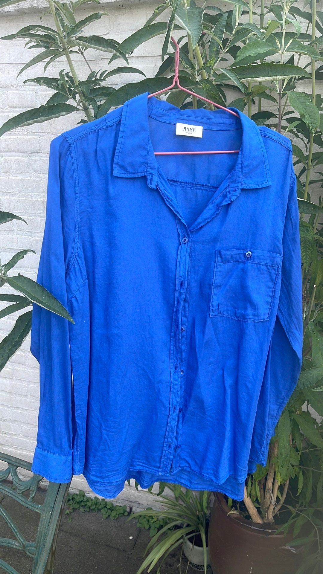 Mooie dune zomer blouse, Ophalen of Verzenden, Zo goed als nieuw, Maat 38/40 (M), Blauw