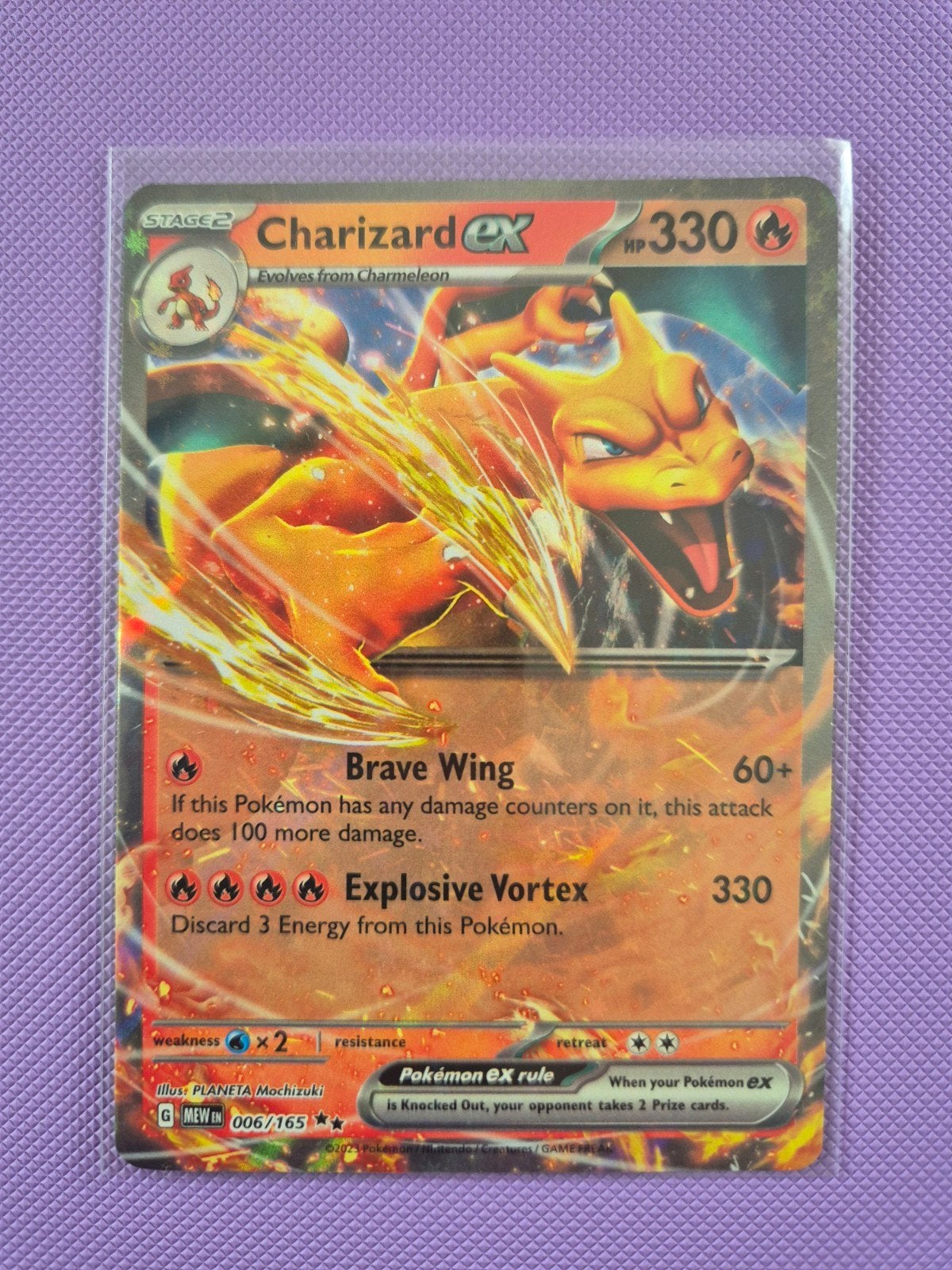 Pokémon Mew 151: Charizard ex (MEW 006) - NM, Ophalen of Verzenden, Zo goed als nieuw, Losse kaart, Foil