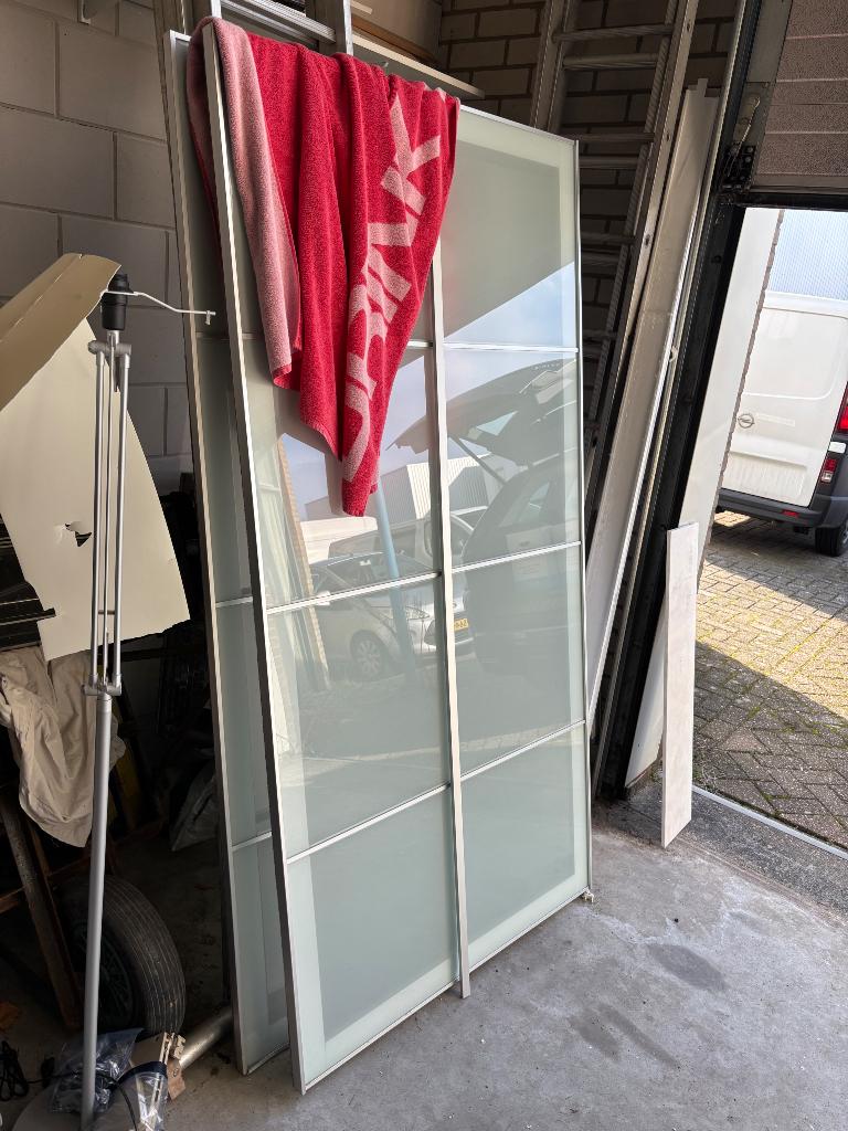 IKEA bjornoya schuifdeuren set 2x melkglas 198x100, Ophalen, 25 tot 50 cm, Minder dan 100 cm