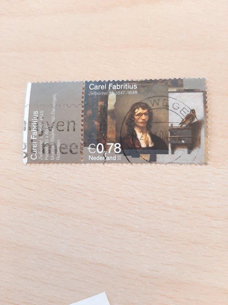 2004 Carel Fabritius met tab zegel 2, Postzegels en Munten, Postzegels | Nederland, Verzenden, Gestempeld