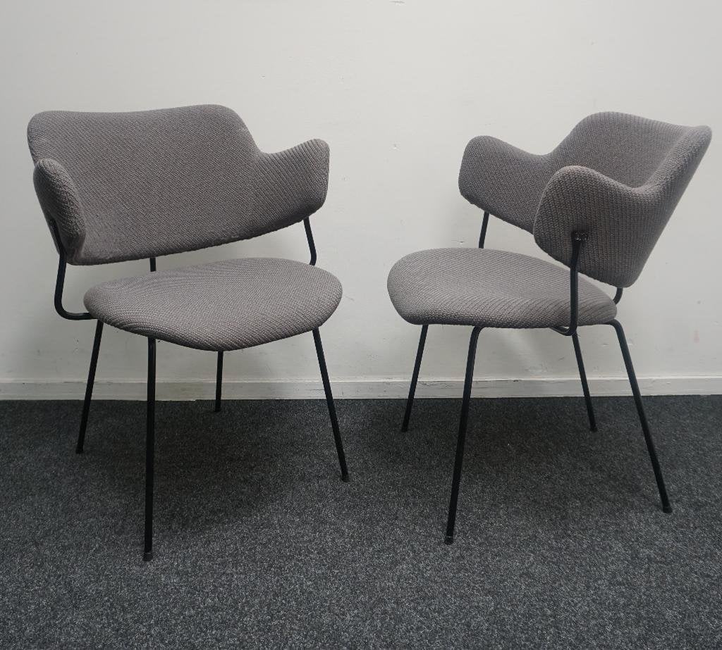Lensvelt Gispen 205 Stoelen | Design Stoelen | Grijze Stof, Gebruikt, -, Ophalen of Verzenden, Metaal