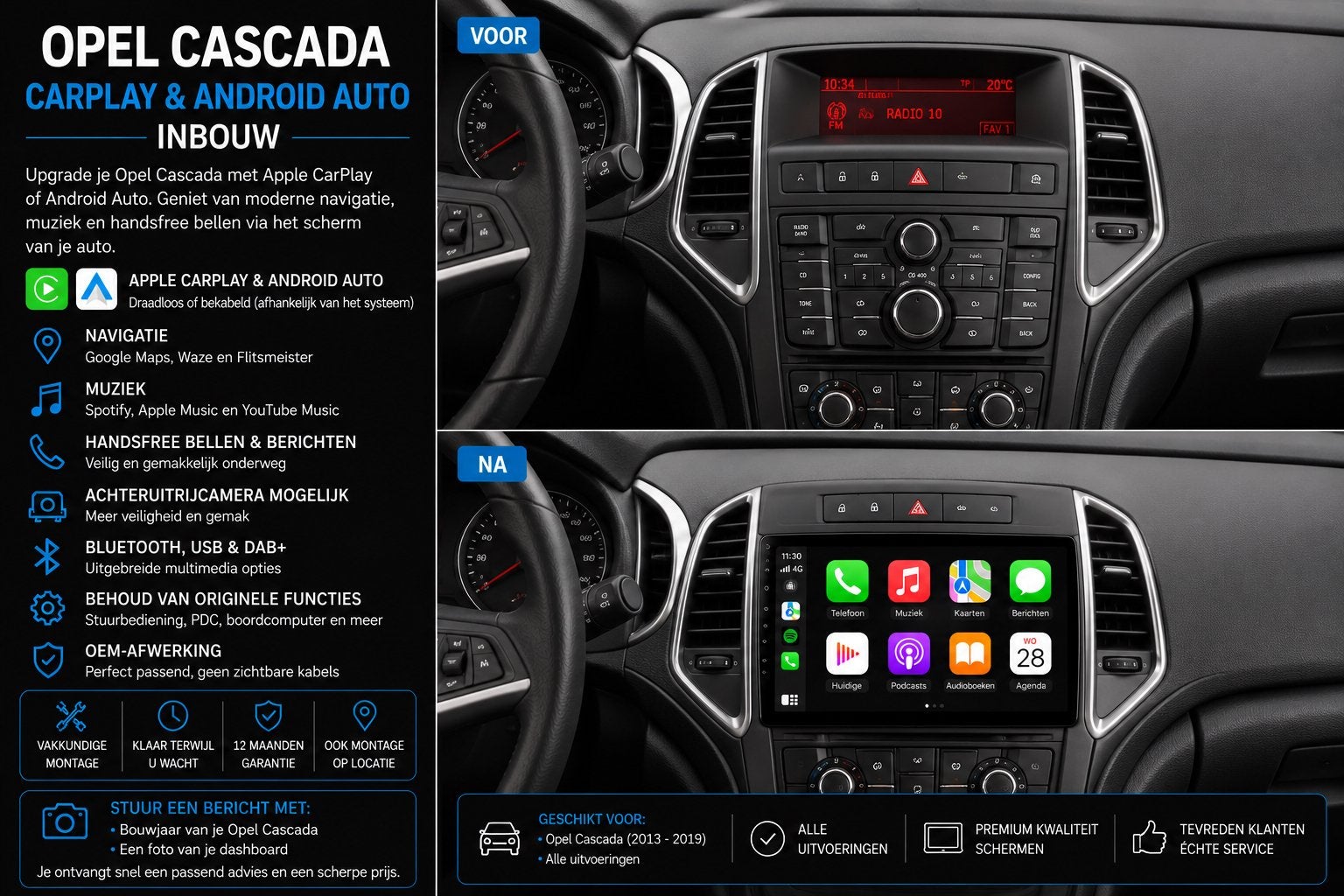 Opel Cascada CarPlay & Android Auto Inbouw, Ophalen, Nieuw
