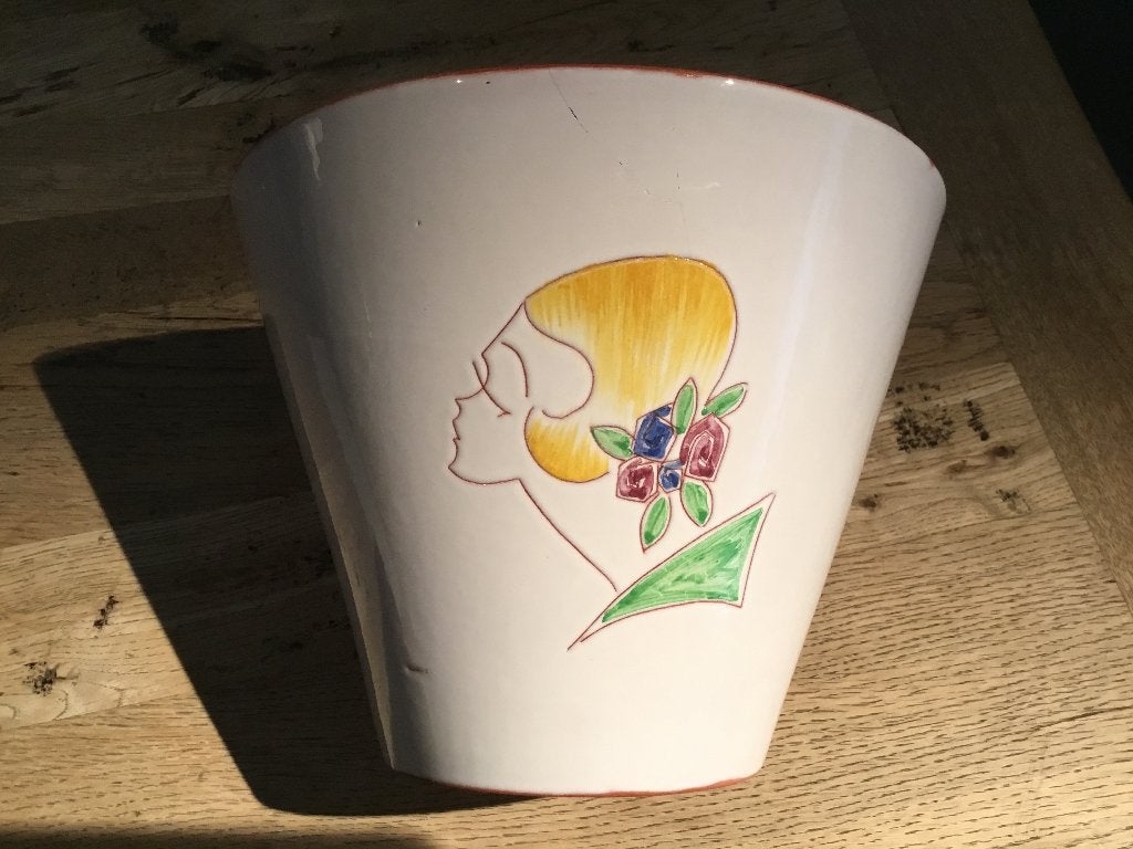 Vintage bloempot Daan Aalten, Gebruikt, Rond, Binnen, Ophalen of Verzenden
