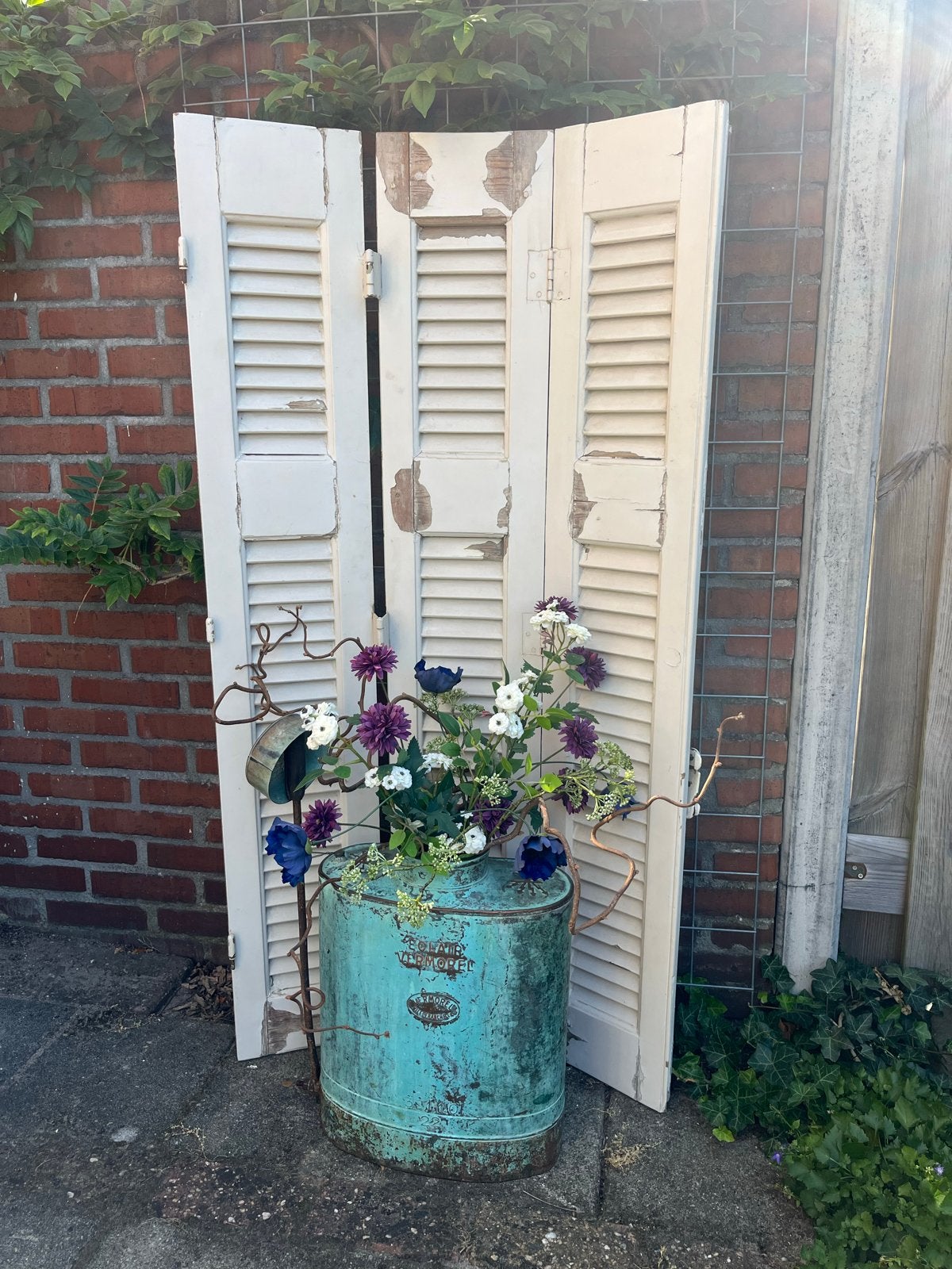 Oud Frans brocante drieluik - Decoratieve luiken, Ophalen