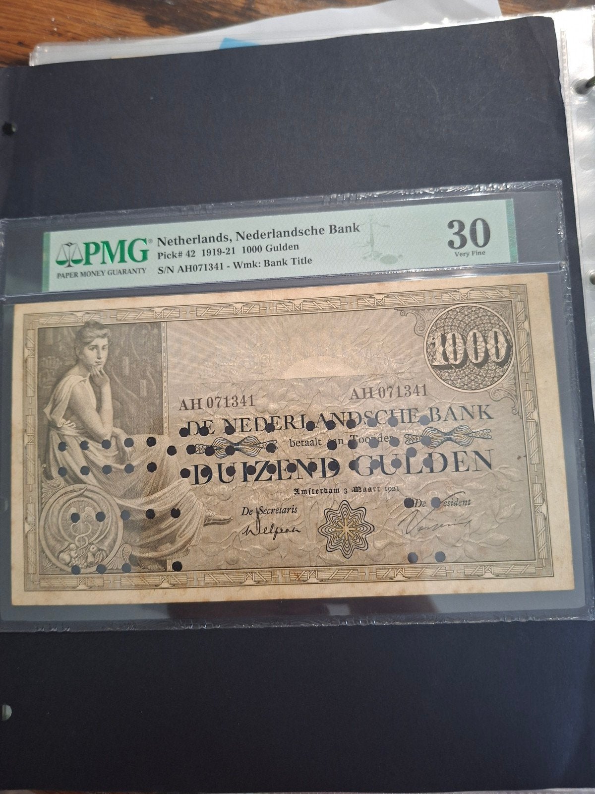 1000 gulden Grietje Seel  Specimen uit 1921 gekeurd PMG 30, Ophalen of Verzenden, 1000 gulden, Los biljet