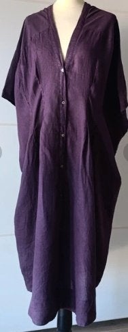 Linnen jurk paars 48/50-52/54, Kleding | Dames, Grote Maten, Verzenden, Nieuw, Paars, Jurk