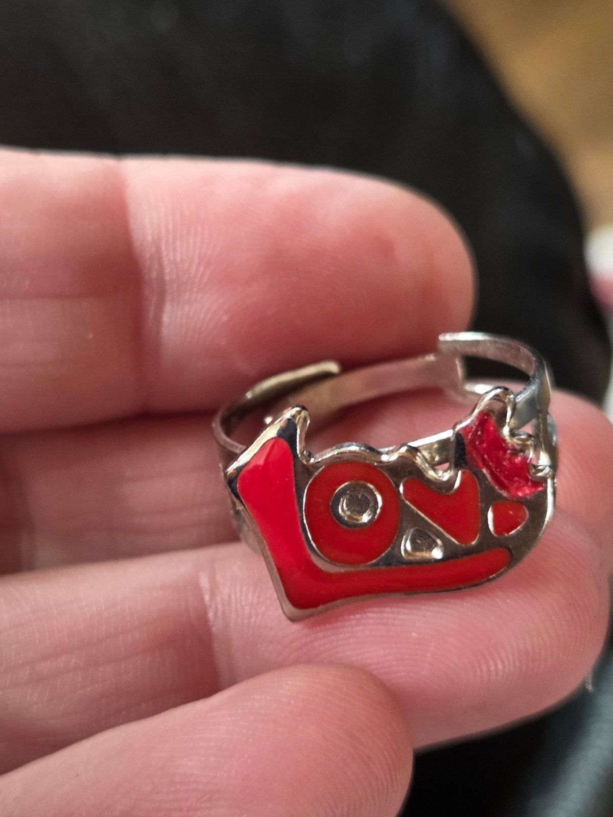 Verstelbare ring 'Love' - Zo goed als nieuw, Ophalen of Verzenden, Zo goed als nieuw, 17 tot 18, Rood