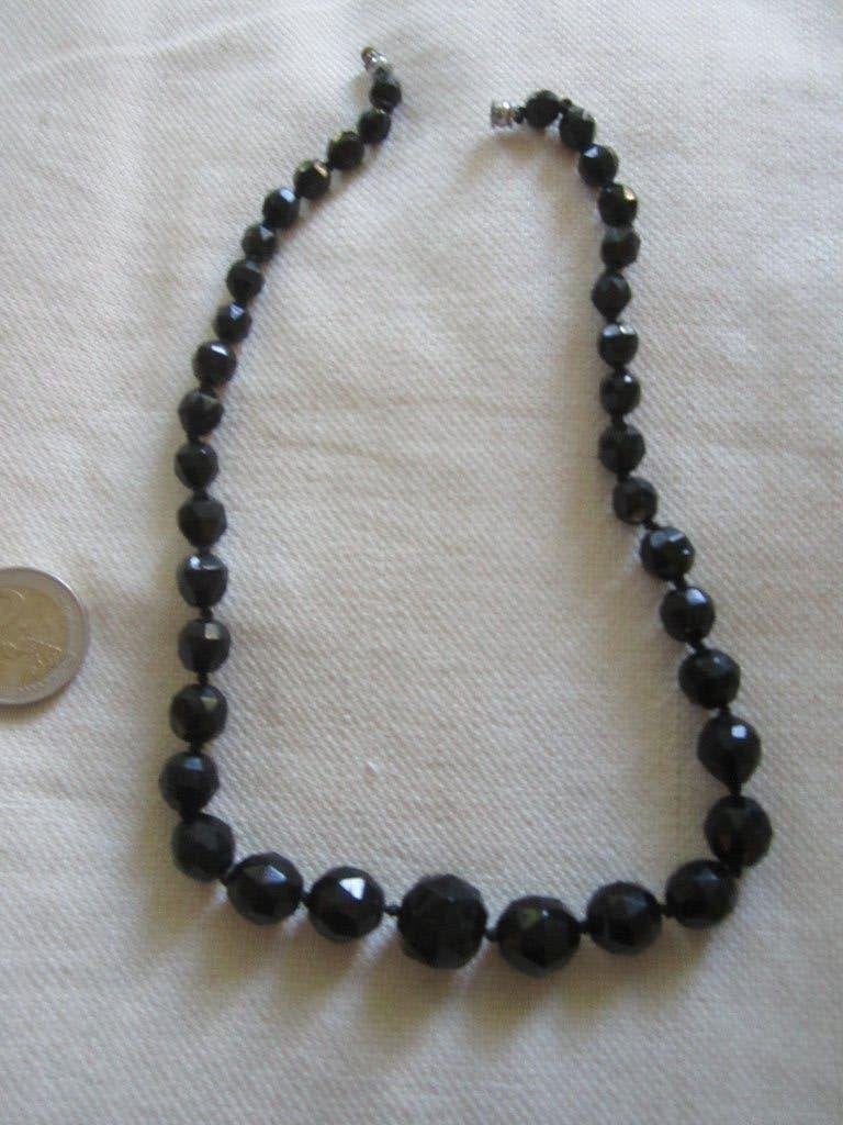 15.   Schitterende oude ketting,  French jet,  45 cm, Ophalen, Overige materialen, Ketting