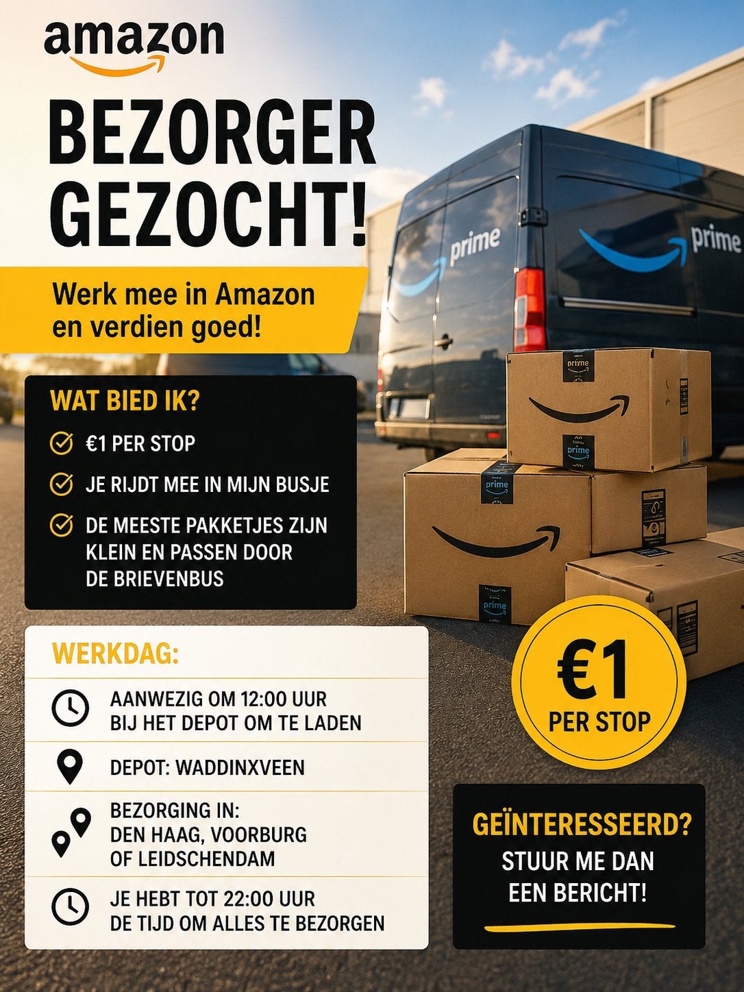 Bezorger Gezocht – Amazon, Vacatures, Vacatures | Chauffeurs, Variabele uren, Overige niveaus, Starter, Overige vormen