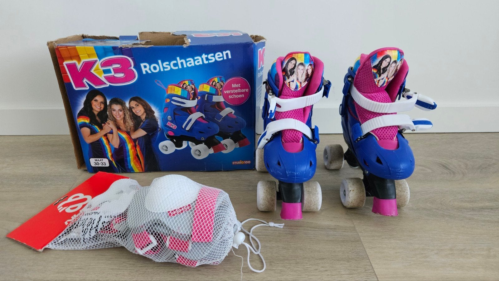 K3 Verstelbare rolschaatsen (maat 30-33) met beschermers, Ophalen, Kinderen, Verstelbaar, Gebruikt