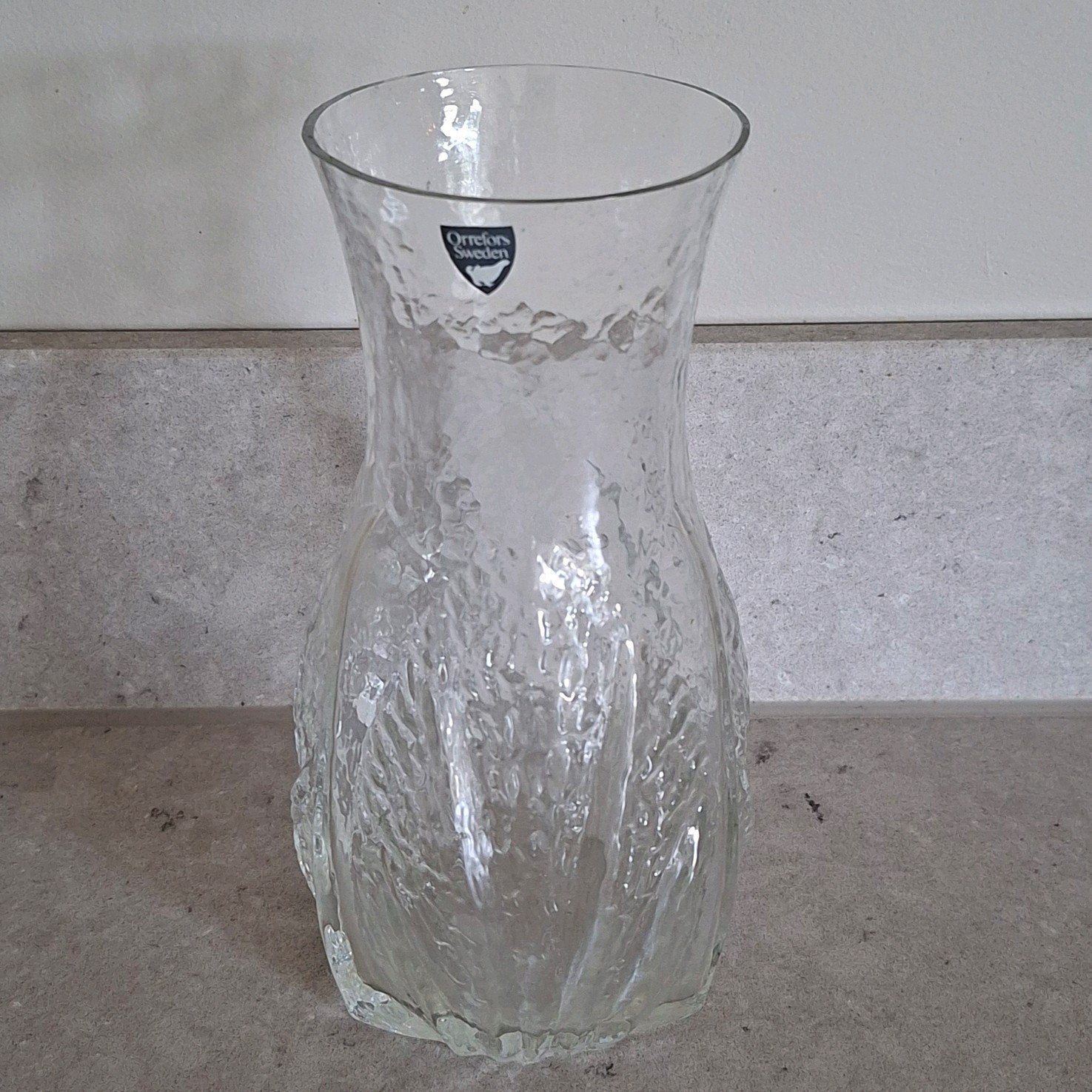 Orrefors Sweden Vaas - IJseffect Glas, Antiek en Kunst, Ophalen of Verzenden