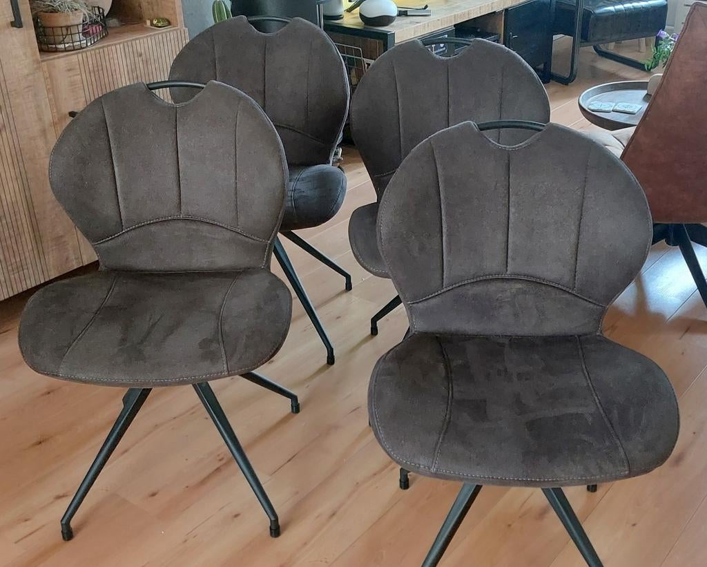 4 eetkamerstoelen grijs/antraciet, Huis en Inrichting, Stoelen, Ophalen, Zo goed als nieuw, Grijs, Vijf, Zes of meer stoelen