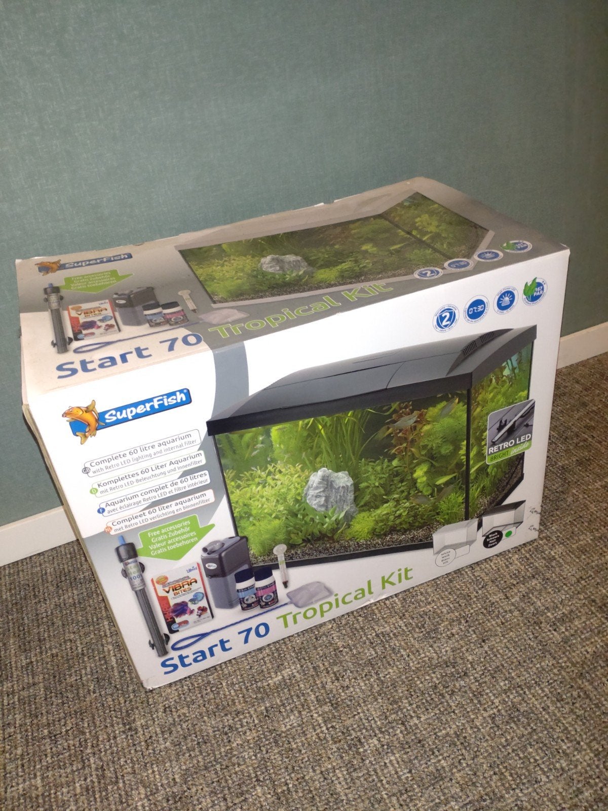 Superfish 70 start aquarium compleet met accessoires, Dieren en Toebehoren, Inclusief deksel, Ophalen of Verzenden, Zo goed als nieuw