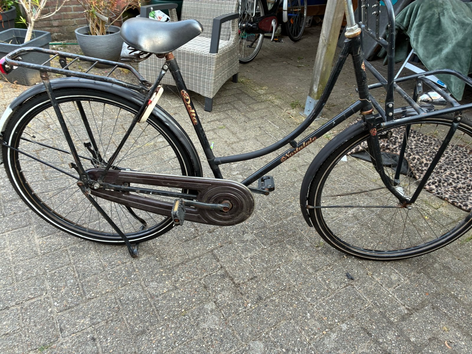 Omafiets met terugtraprem, verlichting en slot - 28 inch, Ophalen, Gebruikt