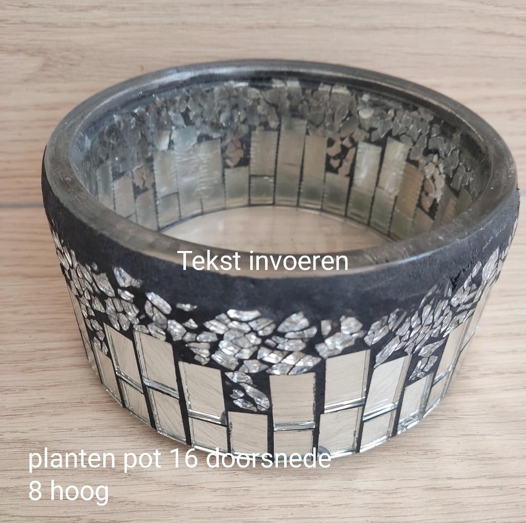 Bloempot met spiegel mozaïek, Gebruikt, Rond, Binnen, Ophalen of Verzenden