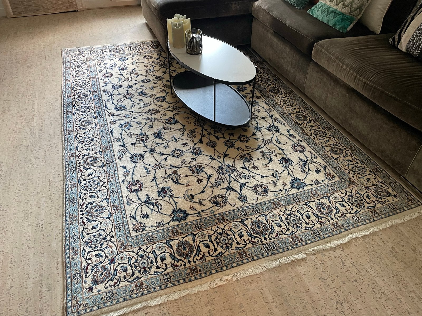 Nain vloerkleed in goede staat 160 x 245 cm, Ophalen, Blauw, 150 tot 200 cm, 200 cm of meer
