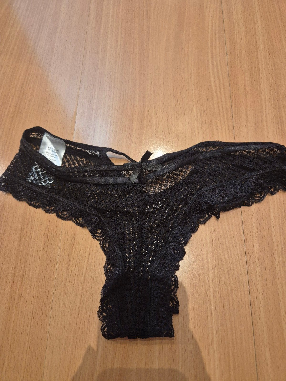 Zwarte kanten string - Racy thong black, Onbekend, Ophalen of Verzenden, Zwart, String